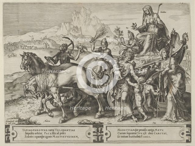 The Triumph of Humility, from The Cycle of the Vicissitudes of Human Affairs, plate 7, 1564. Creator: Cornelis Cort.