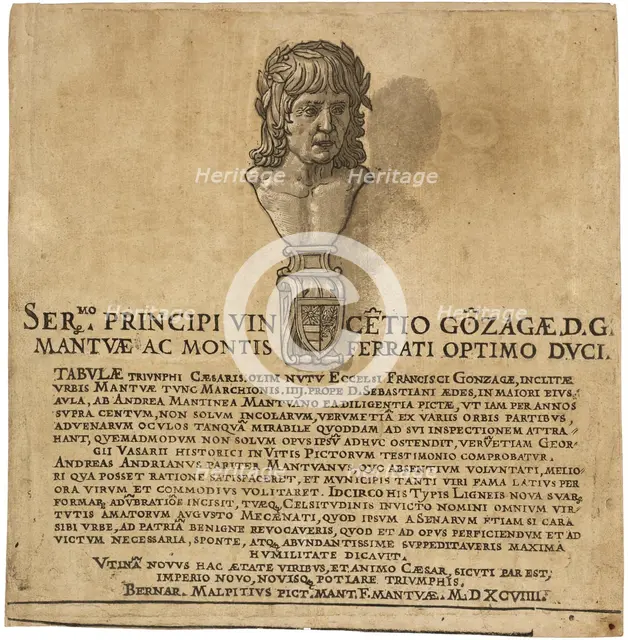 The Triumph of Julius Caesar: Title Page, 1599. Creator: Andrea Andreani.