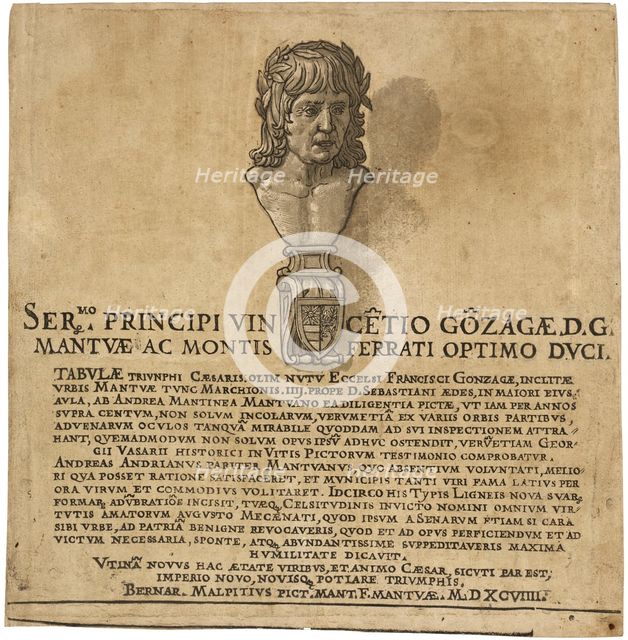 The Triumph of Julius Caesar: Title Page, 1599. Creator: Andrea Andreani.
