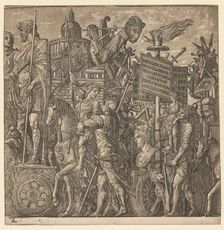 The Triumph of Julius Caesar: Colossal Statues and Siege Equipment, 1593-99. Creator: Andrea Andreani (Italian, about 1558-1610)