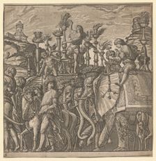 The Triumph of Julius Caesar: Elephants Carrying Torches, 1593-99. Creator: Andrea Andreani (Italian, about 1558-1610)