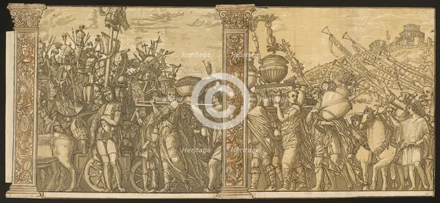 The Triumph of Julius Caesar [no.3 and 4 plus 2 columns], 1599. Creator: Andrea Andreani.