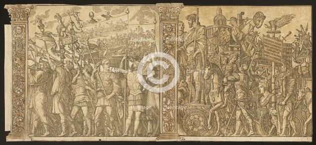 The Triumph of Julius Caesar [no.1 and 2 plus 2 columns], 1599. Creator: Andrea Andreani.