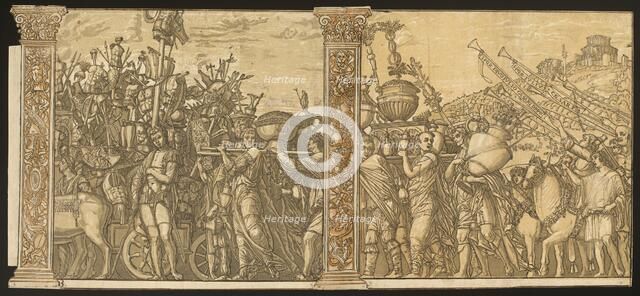 The Triumph of Julius Caesar [no.3 and 4 plus 2 columns], 1599. Creator: Andrea Andreani.