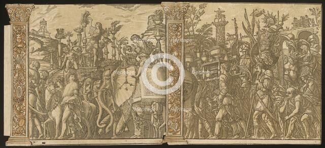 The Triumph of Julius Caesar [no.5 and 6 plus 2 columns], 1599. Creator: Andrea Andreani.