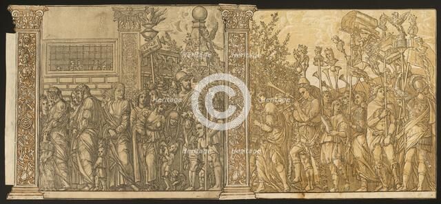 The Triumph of Julius Caesar [no.7 and 8 plus 2 columns], 1599. Creator: Andrea Andreani.