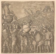 The Triumph of Julius Caesar: Soldiers Carrying Vases, 1593-99. Creator: Andrea Andreani (Italian, about 1558-1610)
