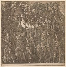 The Triumph of Julius Caesar: Soldiers Carrying Banners and Standards, 1593-99. Creator: Andrea Andreani (Italian, about 1558-1610)