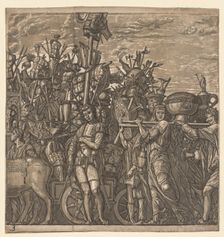 The Triumph of Julius Caesar: Soldiers Marching with Trophies of War, 1593-99. Creator: Andrea Andreani (Italian, about 1558-1610)