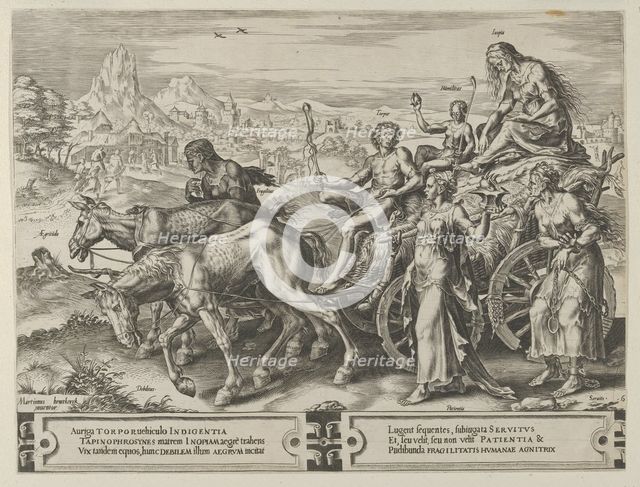 The Triumph of Want, from The Cycle of the Vicissitudes of Human Affairs, plate 6, 1564. Creator: Cornelis Cort.