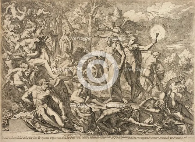 The Triumph of the Virtuous Artist on Parnassus, between c1644 and c1646. Creator: Pietro Testa.