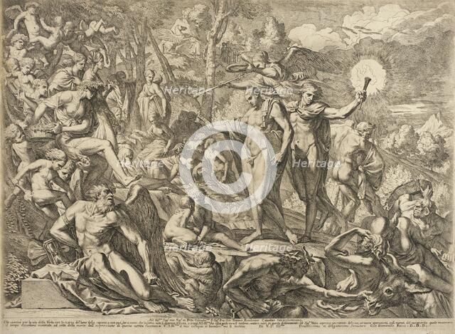 The Triumph of the Virtuous Artist on Parnassus, between c1644 and c1646. Creator: Pietro Testa.