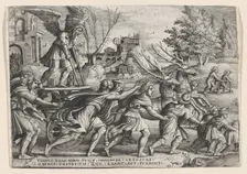 The Triumph of Time on Fame, from The Triumphs of Petrarch. Creator: Georg Pencz