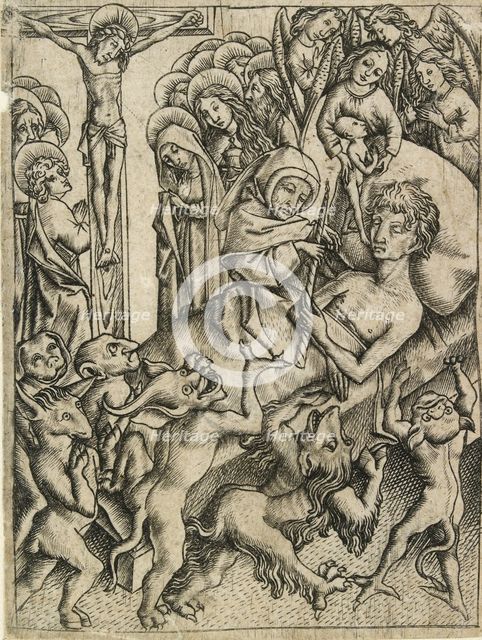 The triumph over all temptation in the hour of death, c15th century. Artist: Master ES.