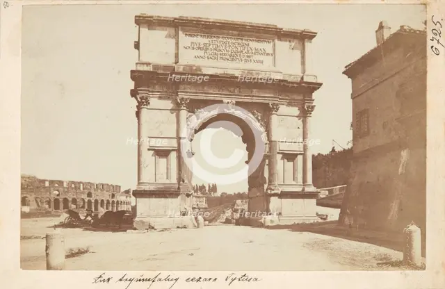 The Triumphal Arch of Emperor Titus from the northwest, Rome, between 1870-1880.  Creator: Unknown.