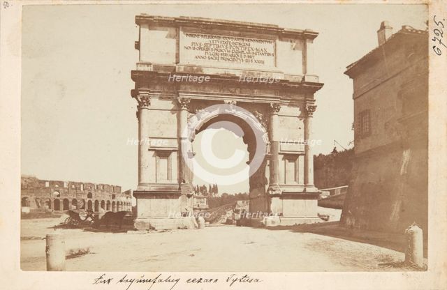 The Triumphal Arch of Emperor Titus from the northwest, Rome, between 1870-1880.  Creator: Unknown.