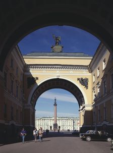 The Triumphal Arch of the General Staff Building in Saint Petersburg, 1819-1829. Artist: Rossi, Carlo (1775-1849)