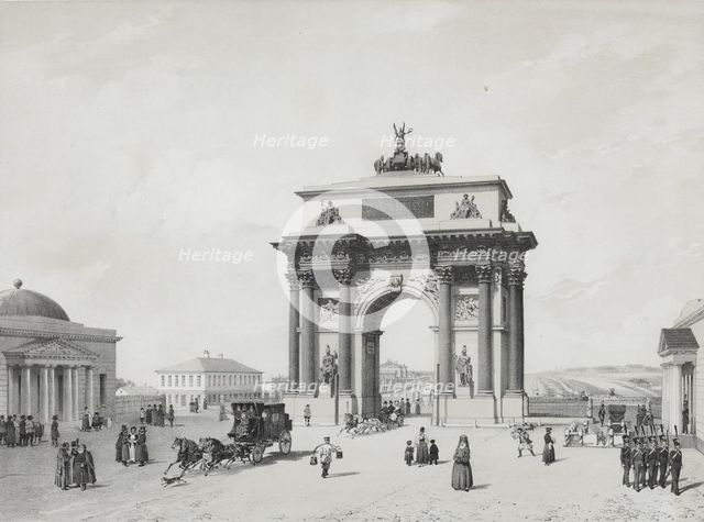 The Triumphal Arch at the Tver Gates in Moscow, 1840s.