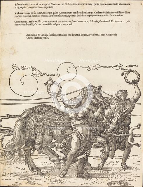The Triumphal Chariot of Maximilian I (The Great Triumphal Car) [plate 6 of 8], 1523 (Latin ed.). Creator: Albrecht Durer.