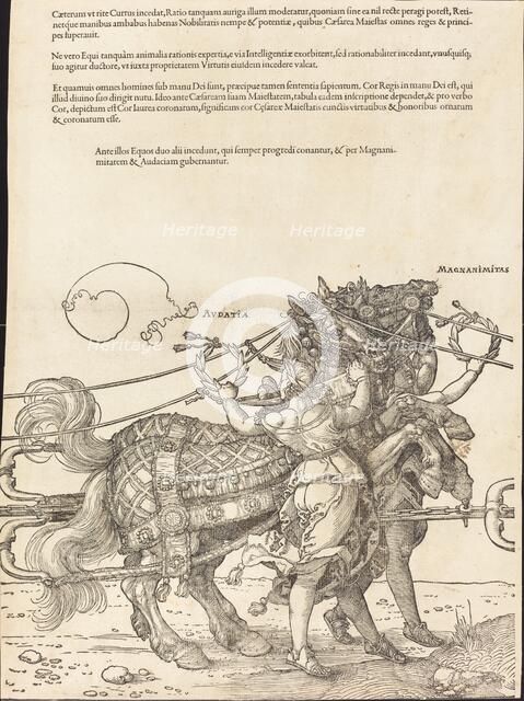 The Triumphal Chariot of Maximilian I (The Great Triumphal Car) [plate 7 of 8], 1523 (Latin ed.). Creator: Albrecht Durer.