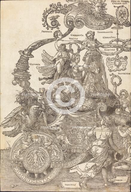 The Triumphal Chariot of Maximilian I (The Great Triumphal Car) [plate 1 of 8], 1523 (Latin ed.). Creator: Albrecht Durer.