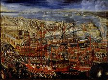 The Triumphant return of Doge Francesco Morosini to Venice, Early 18th century. Creator: Piazza, Alessandro (1652-1727)