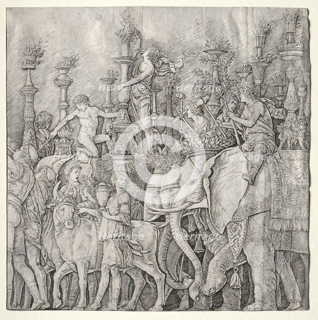 The Triumphs of Caesar: The Elephants, c. 1485-1490. Creator: Giulio Campagnola (Italian, 1482-1515).