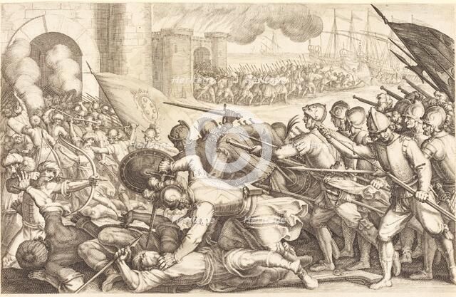 The Troops Forcing the Gate of a Town, c. 1614. Creator: Jacques Callot.