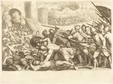 The Troops Forcing the Gate of a Town, c. 1614. Creator: Jacques Callot