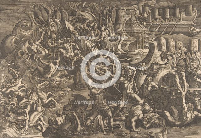 The Trojans repulsing the Greeks, 1538. Creator: Giovanni Battista Scultori.