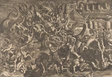 The Trojans repulsing the Greeks, 1538. Creator: Giovanni Battista Scultori