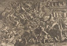 The Trojans repulsing the Greeks, 1538. Creator: Giovanni Battista Scultori
