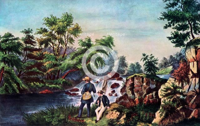 'The Trout Stream', 1852.Artist: Currier and Ives
