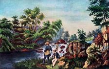 The Trout Stream 1852.Artist: Currier and Ives