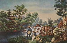 The Trout Stream, Currier & Ives, pub. 1852 (Colour Lithograph)
