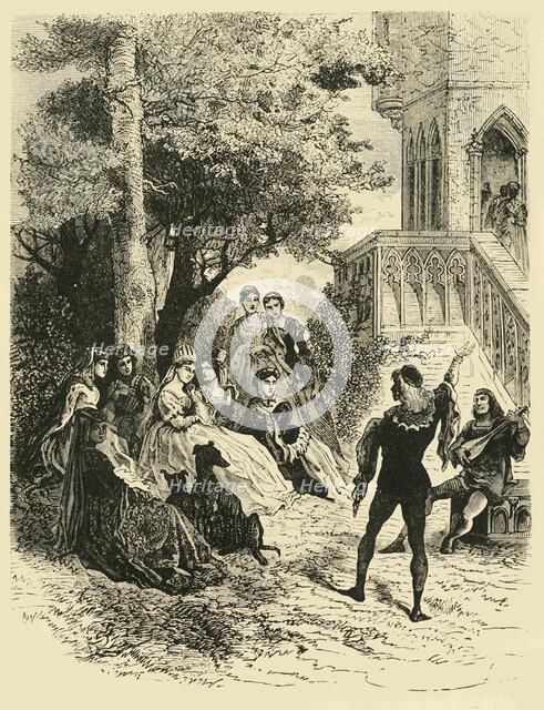 'The Trouvere Adenes at the Court of Queen Marie of Brabant', (1274-1285), 1890.   Creator: Unknown.