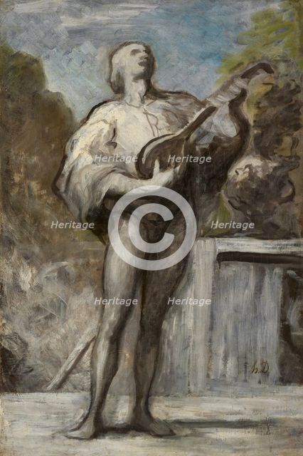 The Troubadour, 1868-1873. Creator: Honoré Daumier (French, 1808-1879).