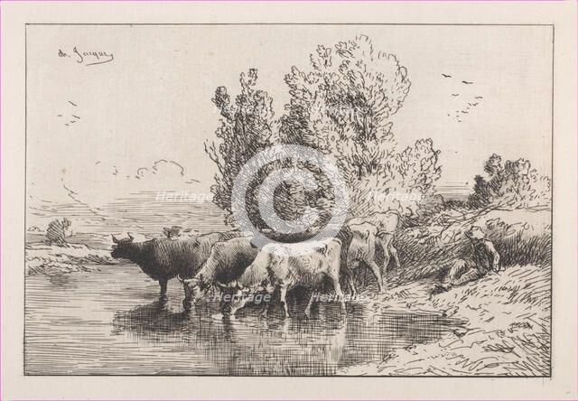 The Trough, 1864. Creator: Charles Emile Jacque.