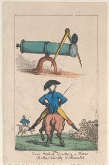 The True Method of Sitting a Horse, Mathematically Delineated, 1809., 1809. Creator: Thomas Rowlandson