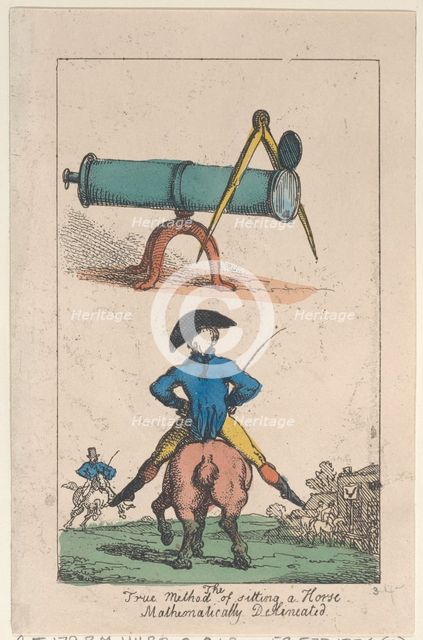 The True Method of Sitting a Horse, Mathematically Delineated, 1809., 1809. Creator: Thomas Rowlandson.