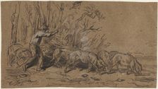 The Truffle Gatherers, c. 1849. Creator: Charles-Émile Jacque (French, 1813-1894)