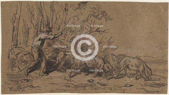 The Truffle Gatherers, c. 1849. Creator: Charles-Émile Jacque (French, 1813-1894).