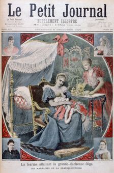 The tsarina nursing the Grand Duchess Olga of Russia, 1895. Artist: Henri Meyer