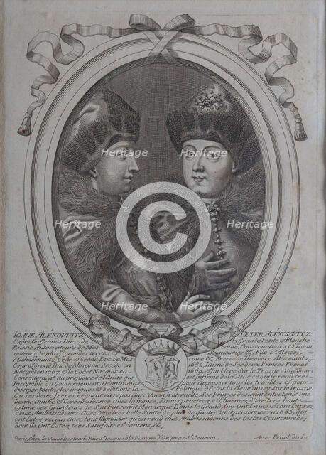 The Tsars Ivan Alexeyevich and Peter Alexeyevich of Russia. Artist: Larmessin, Nicolas de (1640-1725)