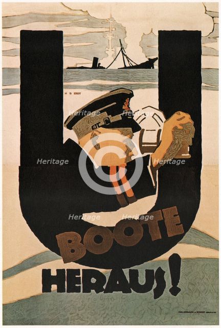 The U-boats Are Out!, 1917. Artist: Erdt, Hans Rudi (1883-1925)