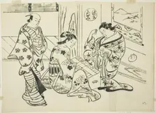 The Utsusemi Chapter from "The Tale of Genji" (Genji Utsusemi), from a series of Genji..., c.1710. Creator: Okumura Masanobu