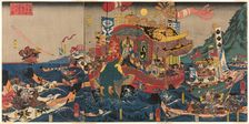 The Utter Defeat of the Taira Clan in the Great Genpei War at Akama Bay in Nagato..., c. 1845. Creator: Utagawa Kuniyoshi