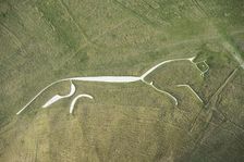 The Uffington White Horse chalk hill figure, Whitehorse Hill, Oxfordshire, 2019. Creator: Damian Grady