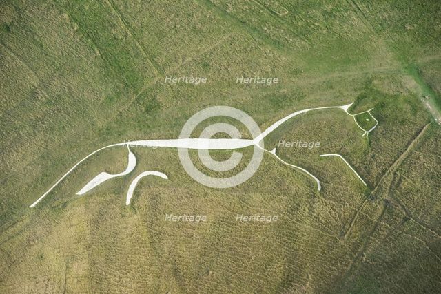 The Uffington White Horse chalk hill figure, Whitehorse Hill, Oxfordshire, 2019. Creator: Damian Grady.
