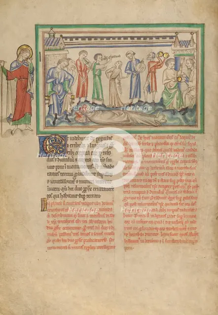 The Unburied Bodies of the Two Witnesses and the Rejoicing People, about 1255-1260. Creator: Unknown.